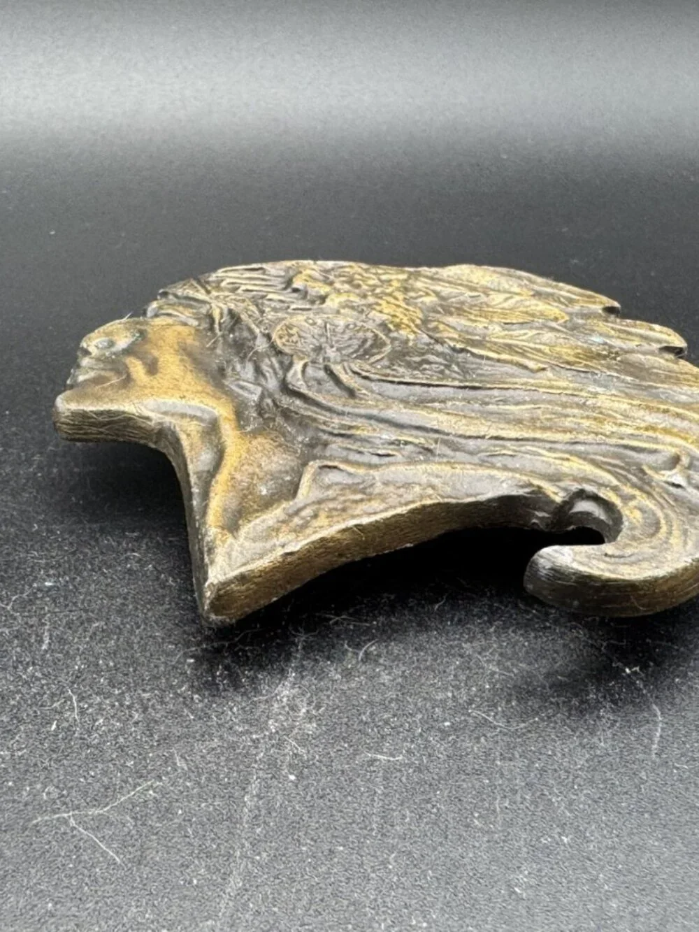 Vintage Solid Brass Native American Indian Chief Head Belt Buckle **READ**